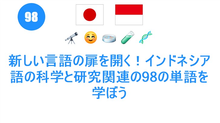 新しい言語の扉を開く！インドネシア語の科学と研究関連の98の単語を学ぼう